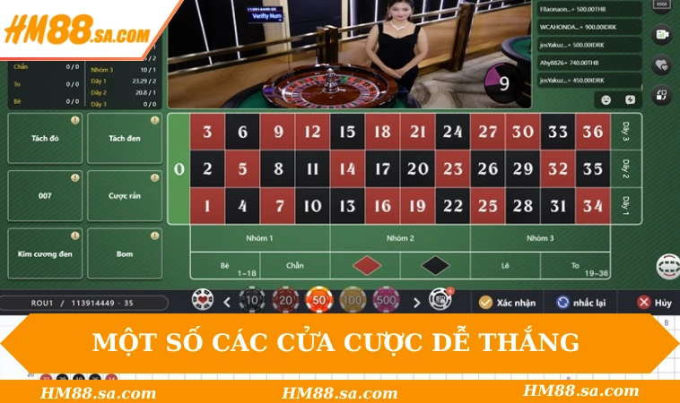 Một số các cửa cược dễ thắng tại Roulette online
